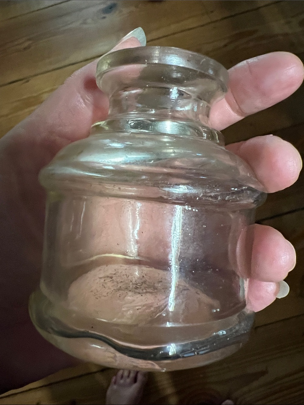 Vintage Antique Clear Glass Ink Well- Decorative Home Accent